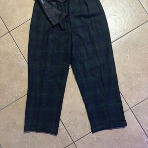 Polo Ralph Lauren Men's pleated Black Plaid dress Pants with hem. 32x32